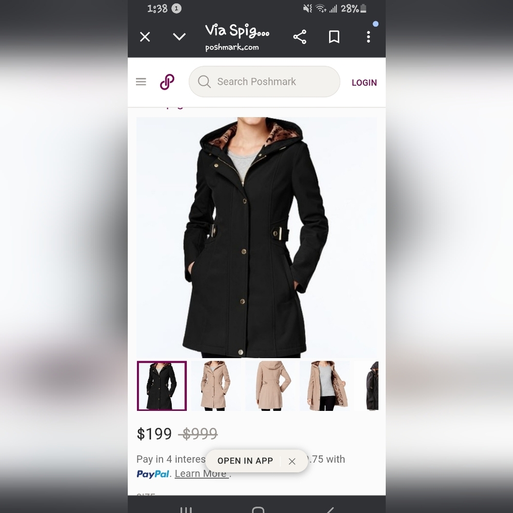 Via Spiga Women's Black Hooded Coat With Cheetah Lining